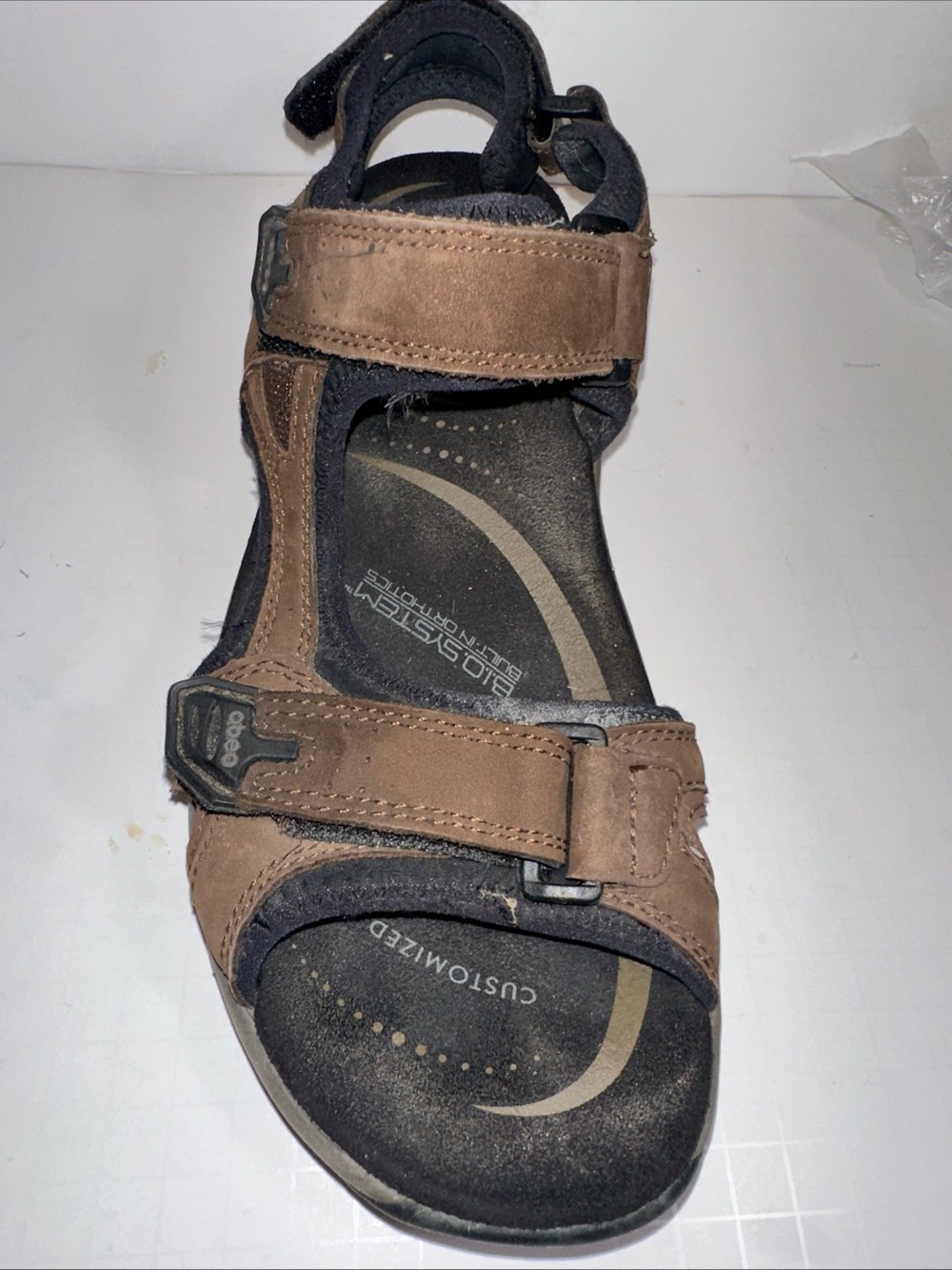 Abeo Brown Leather Comfort Sandals Mens 11 Orthopedic Walking - Picture 3 of 11